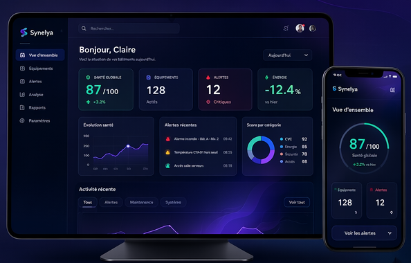 Interface de supervision Synelya sur ordinateur et mobile